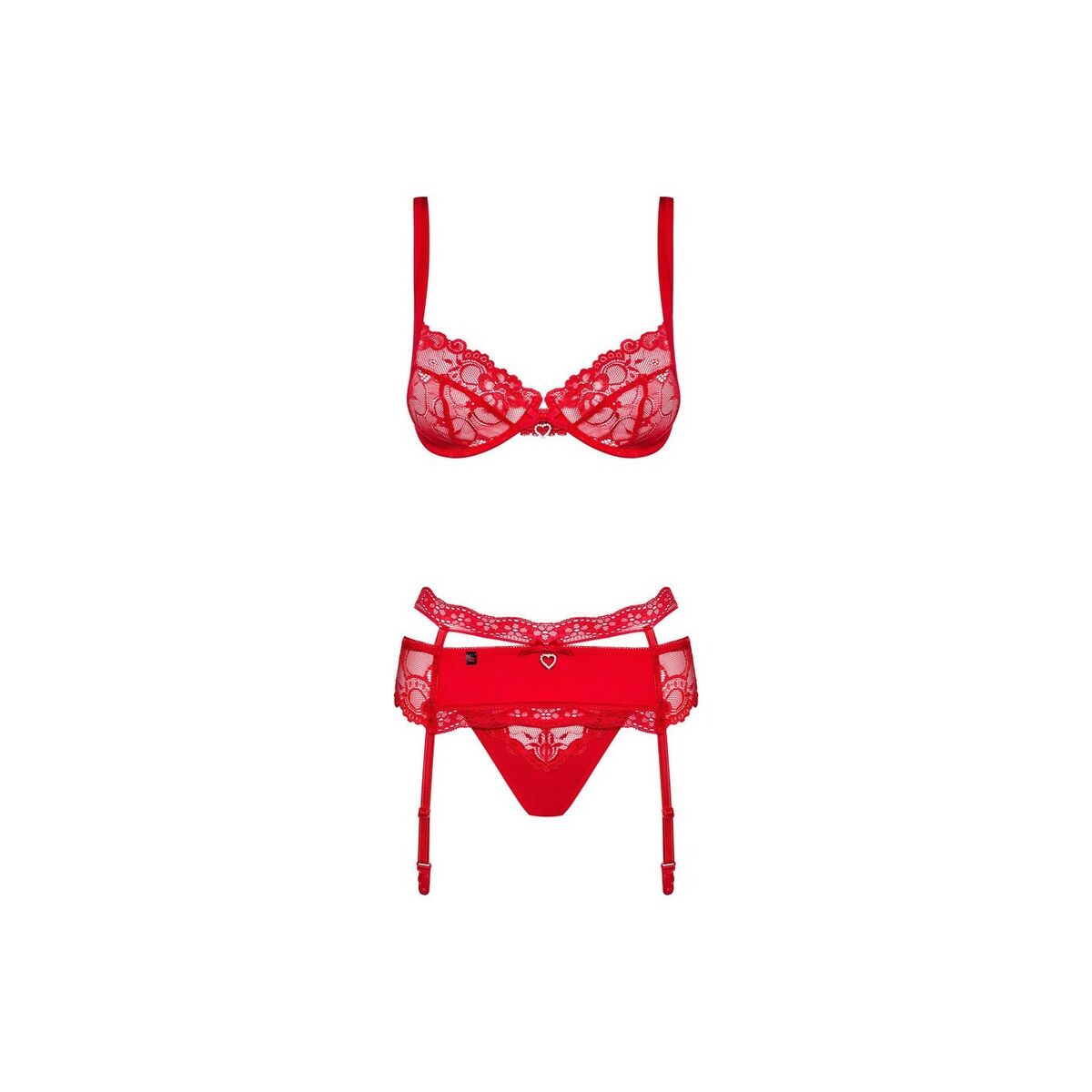 Set med underkläder Obsessive Heartina Röd S/M